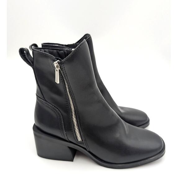 Steve Madden Ruthy Ankle Boots Side Zip Women's Leather Black Size US8M EU39 - Picture 3 of 11